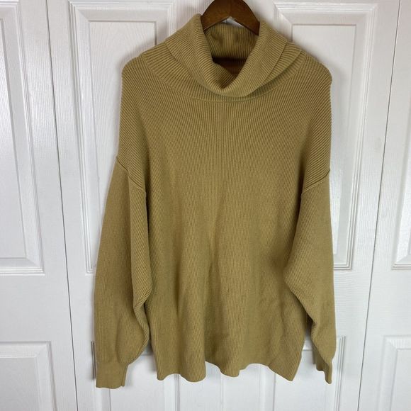 Free People M Softly Structured Knit Tunic Sweater Pullover Turtleneck Golden - Picture 4 of 8